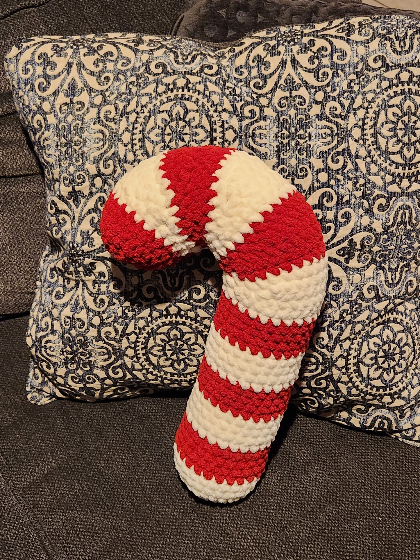 Crochet Candy Cane pillow